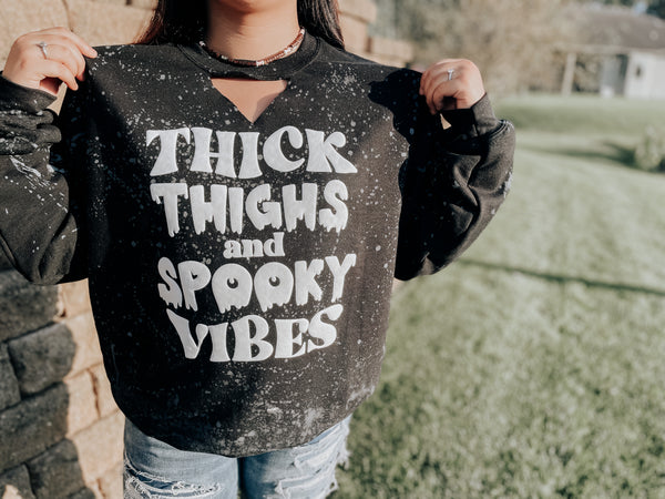 “Thick Thighs and Spooky Vibes” Crewneck Sweatshirt