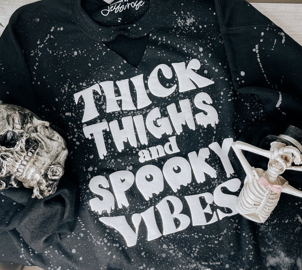 “Thick Thighs and Spooky Vibes” Crewneck Sweatshirt