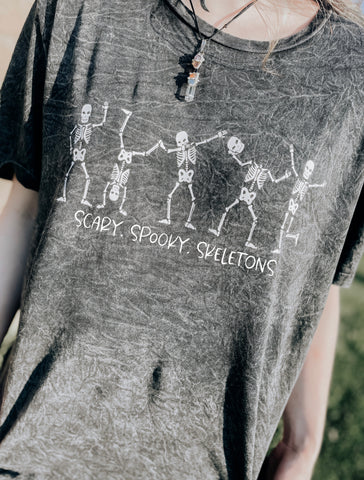 Scary. Spooky. Skeletons Mineral Wash Tee